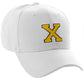 Classic Baseball Hat Custom A to Z Initial Team Letter, White Cap Black Gold