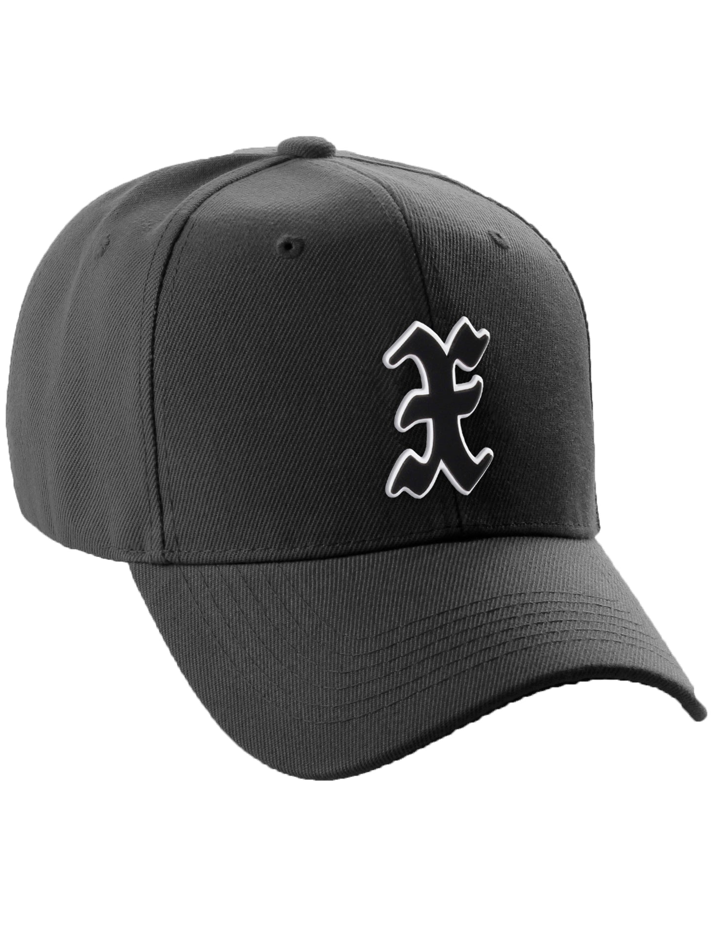 Daxton Structured Baseball Hat Cap Old English A to Z Letter Number Initial