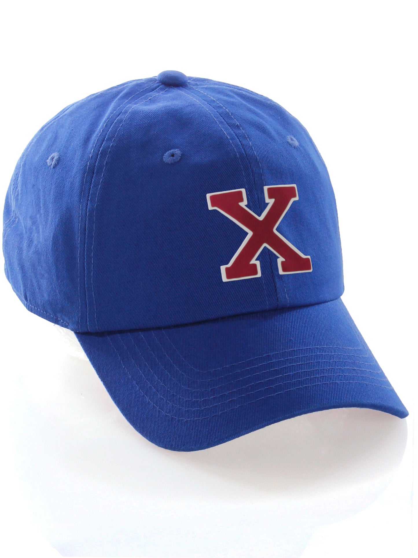Custom Hat A to Z Initial Letters Classic Baseball Cap, Blue Hat White Red