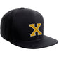 Classic Snapback Hat Custom A to Z Initial Raised Letters, Black Cap White Gold