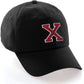 I&W Hatgear Customized Letter Initial Baseball Hat A to Z Team Colors, Black Cap White Red