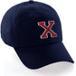 I&W Hatgear Customized Letter Initial Baseball Hat A to Z Team Colors, Navy Cap White Red