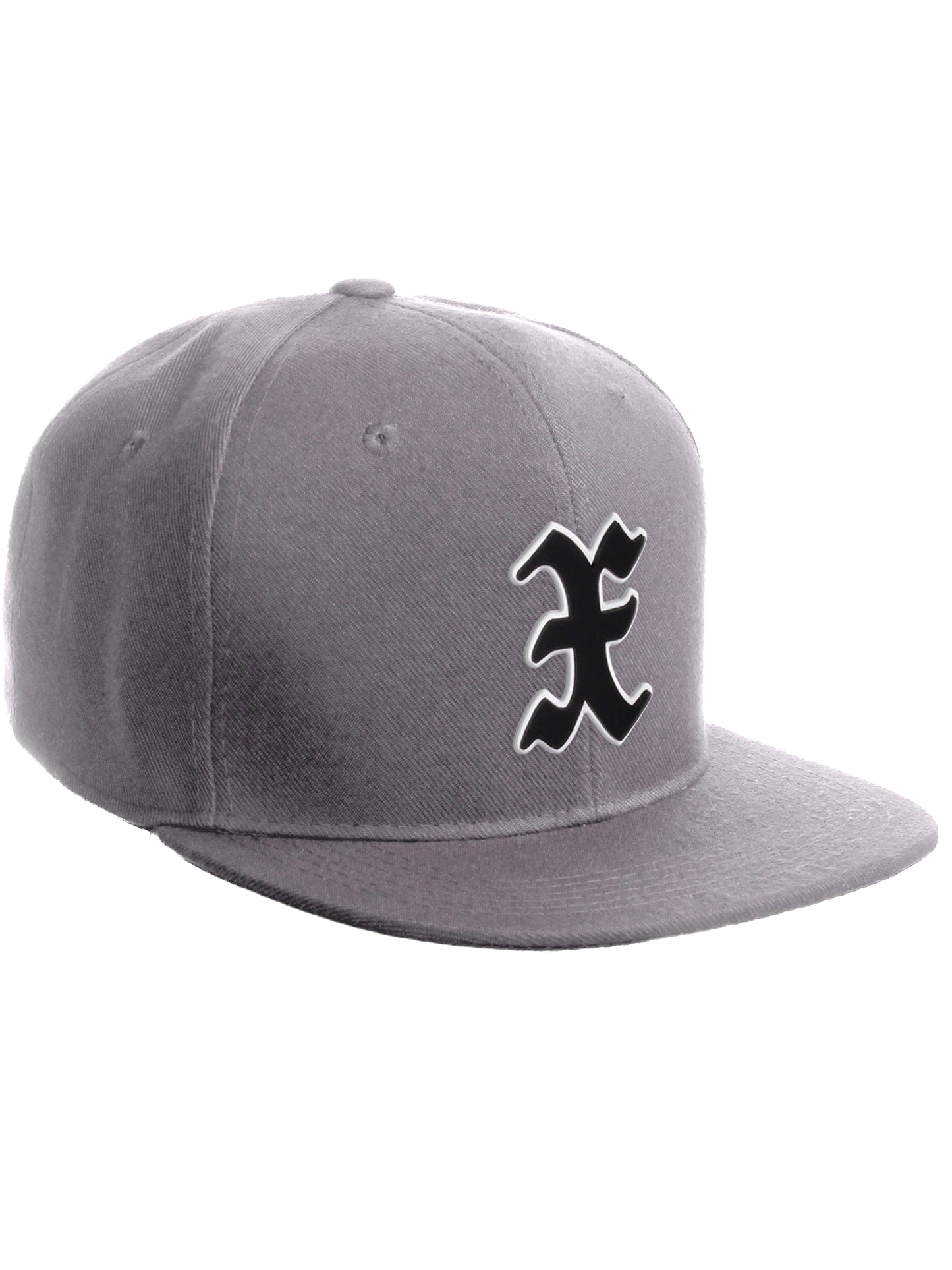 Daxton Classic Snapback Old English Alphabet A to Z Numbers Initials Flat Bill Visor Cap