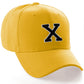 Classic Baseball Hat Custom A to Z Initial Team Letter, Yellow Cap White Black