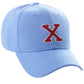 Classic Baseball Hat Custom A to Z Initial Team Letter, Sky Cap White Red