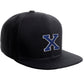 Classic Snapback Hat Custom A to Z Initial Raised Letters, Black Cap White Royal