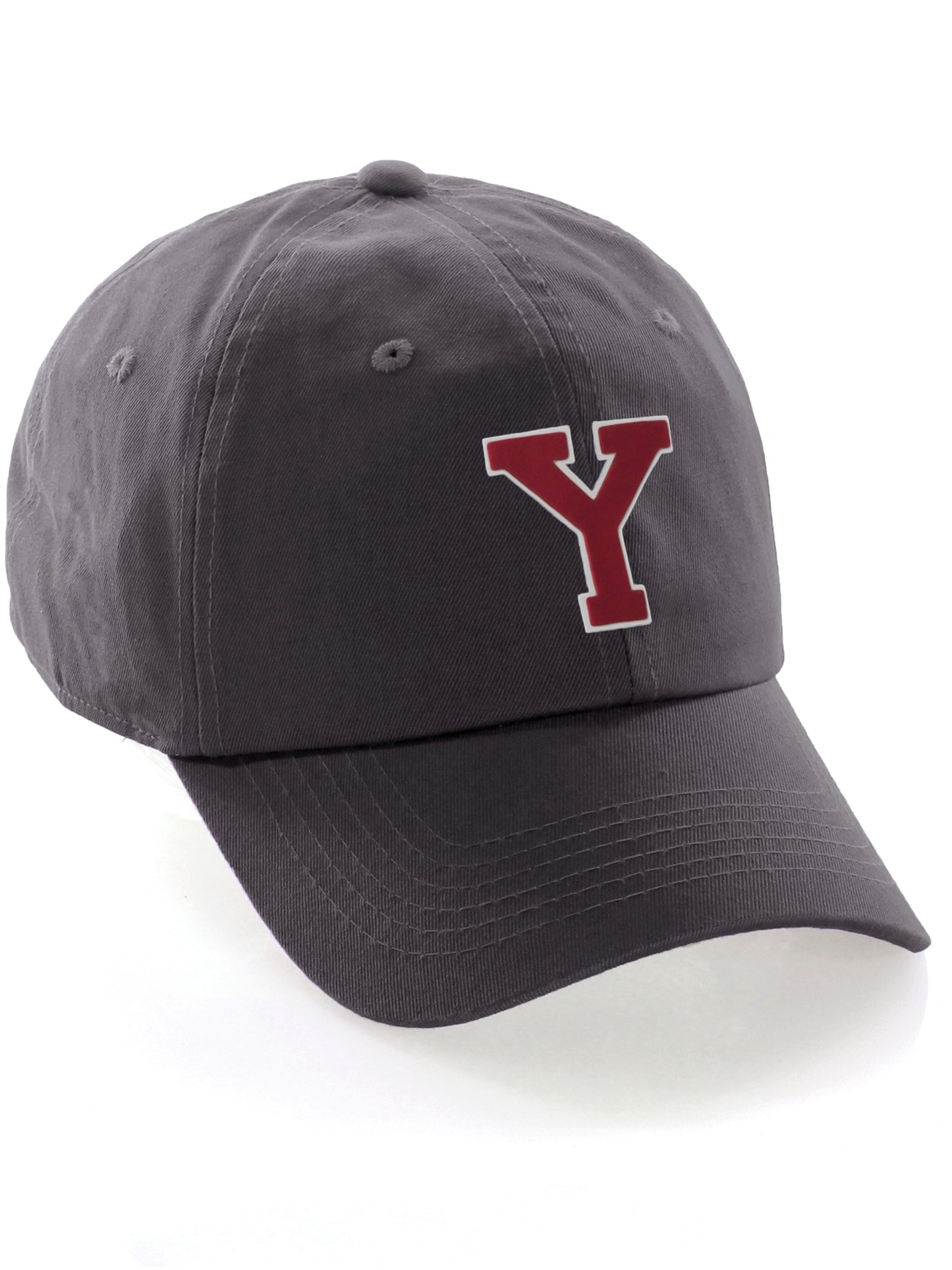 I&W Hatgear Customized Letter Initial Baseball Hat A to Z Team Colors, Charcoal Cap White Red