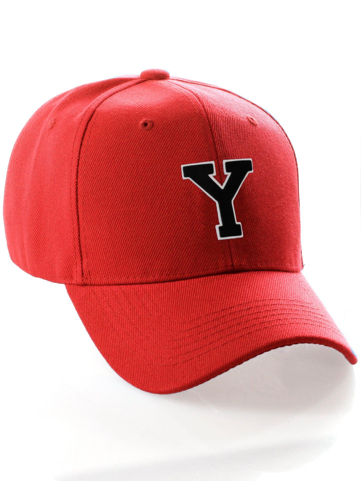 Classic Baseball Hat Custom A to Z Initial Team Letter, Red Cap White Black