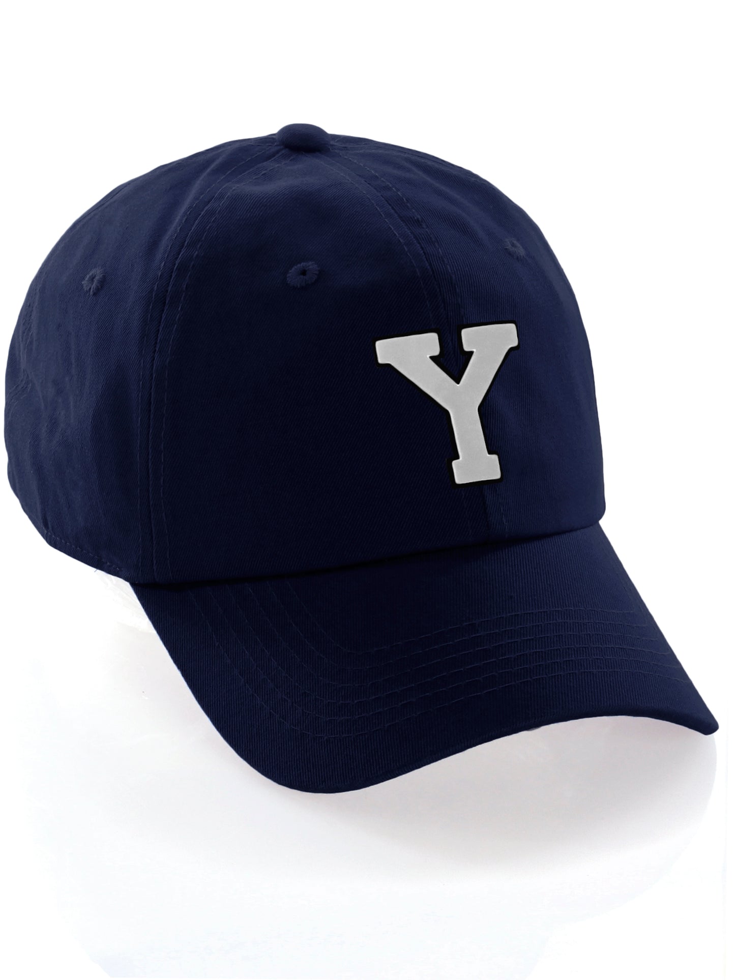 I&W Hatgear Customized Letter Initial Baseball Hat A to Z Team Colors, Navy Cap Black White