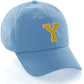 Customized Letter Initial Baseball Hat A to Z Team Colors, Sky Cap White Gold