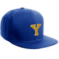 Classic Snapback Hat Custom A to Z Initial Raised Letter, Royal Cap White Gold