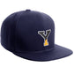 Daxton Classic Snapback Initial Numbers Letters Flat Bill Visor Navy Cap
