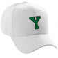 Classic Baseball Hat Custom A to Z Initial Team Letter, White Cap Black Green