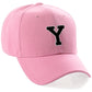 Classic Baseball Hat Custom A to Z Initial Team Letter, Pink Cap White Black