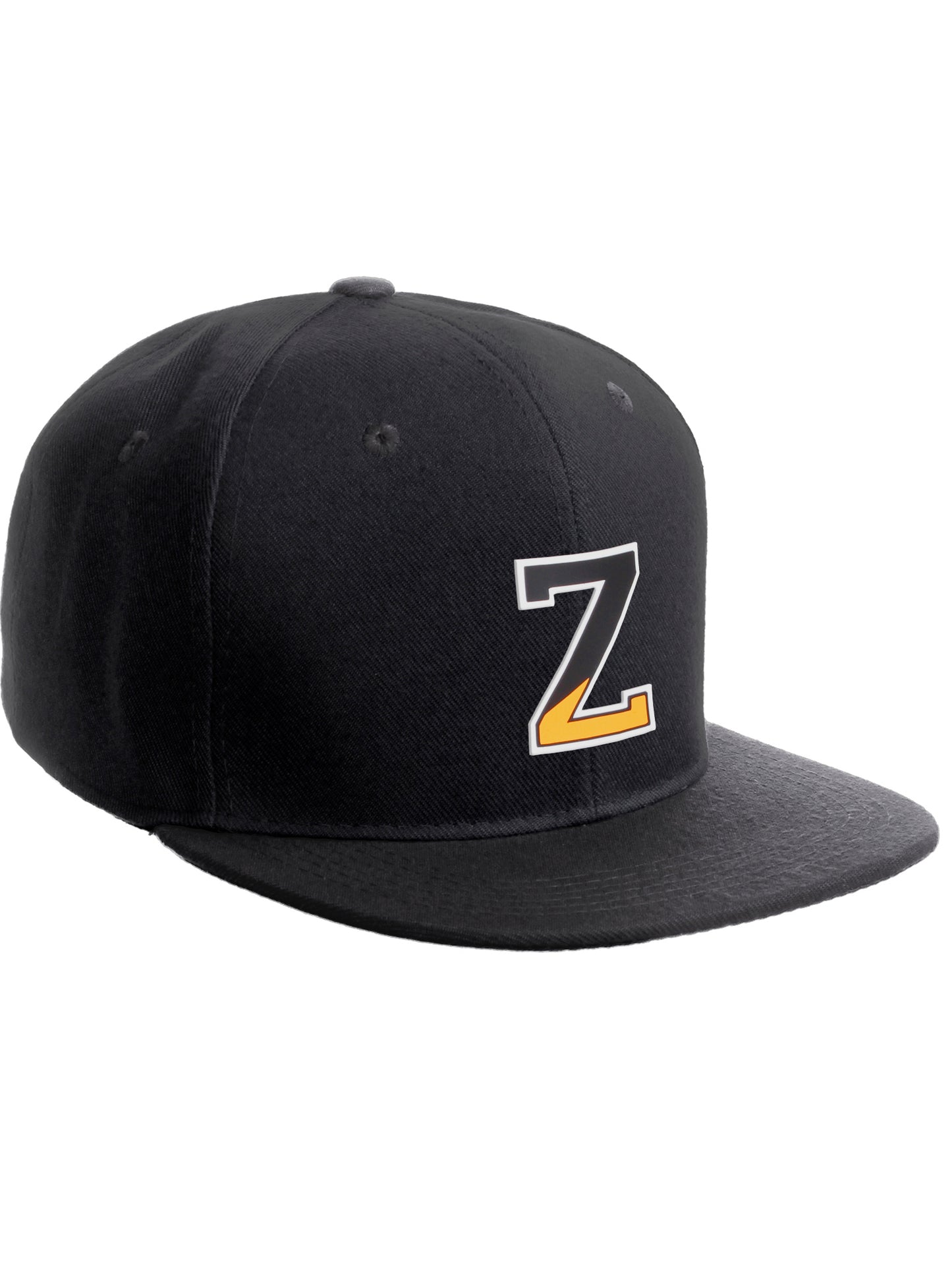 Daxton Classic Snapback Initial Numbers Letters Flat Bill Visor Black Cap