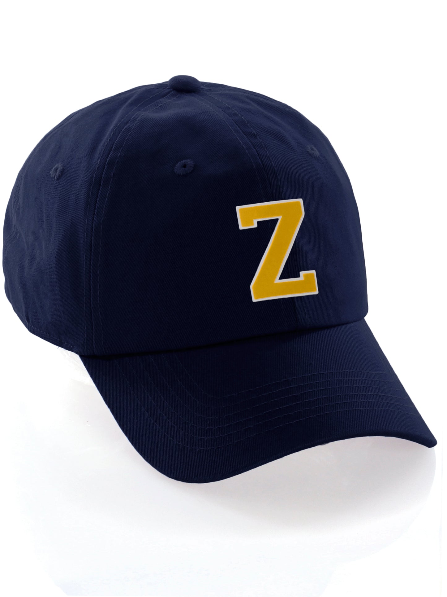 I&W Hatgear Customized Letter Initial Baseball Hat A to Z Team Colors, Navy Cap White Gold