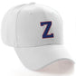 Classic Baseball Hat Custom A to Z Initial Team Letter, White Cap Red Blue