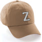 I&W Hatgear Customized Letter Initial Baseball Hat A to Z Team Colors, Khaki Cap Black White