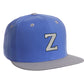 Classic Snapback hat Custom A to Z Initial Letters, Blue Gray Cap Black White