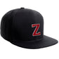 Classic Snapback Hat Custom A to Z Initial Raised Letters, Black Cap White Red
