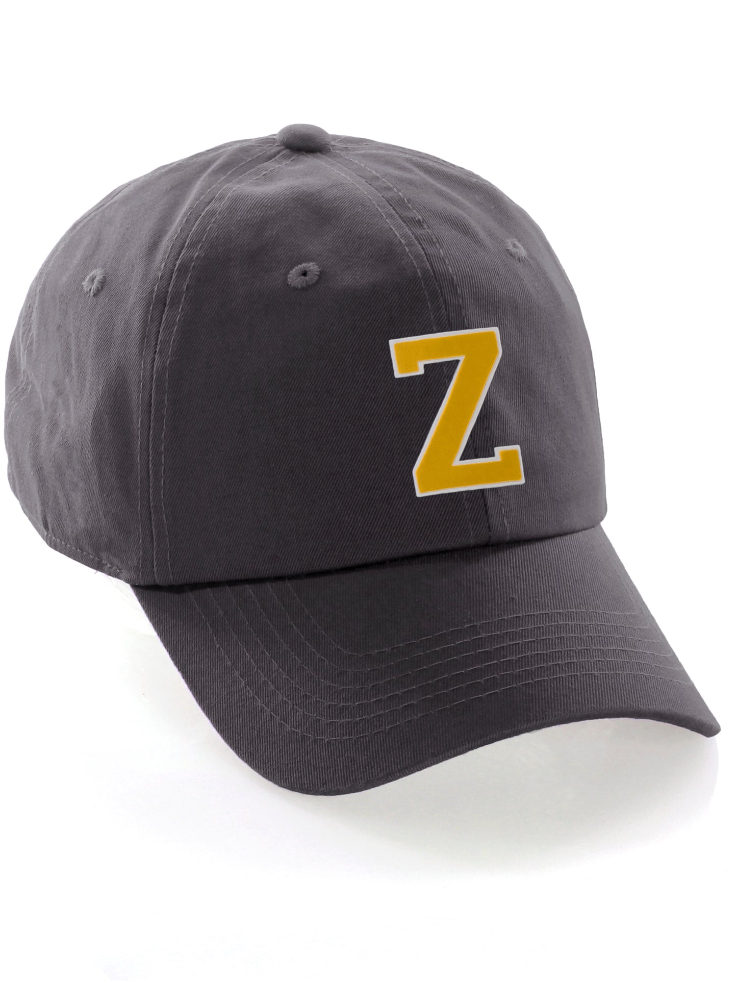 Custom hat A to Z Initial Letters Classic Baseball Cap, Charcoal Hat White Gold