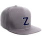 Classic Snapback Hat Custom A to Z Initial Letters, Light Grey Cap White Navy