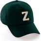 Custom Hat A to Z Initial Letters Classic Baseball Cap, Dk Green Hat Gold White