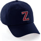 I&W Hatgear Customized Letter Initial Baseball Hat A to Z Team Colors, Navy Cap White Red