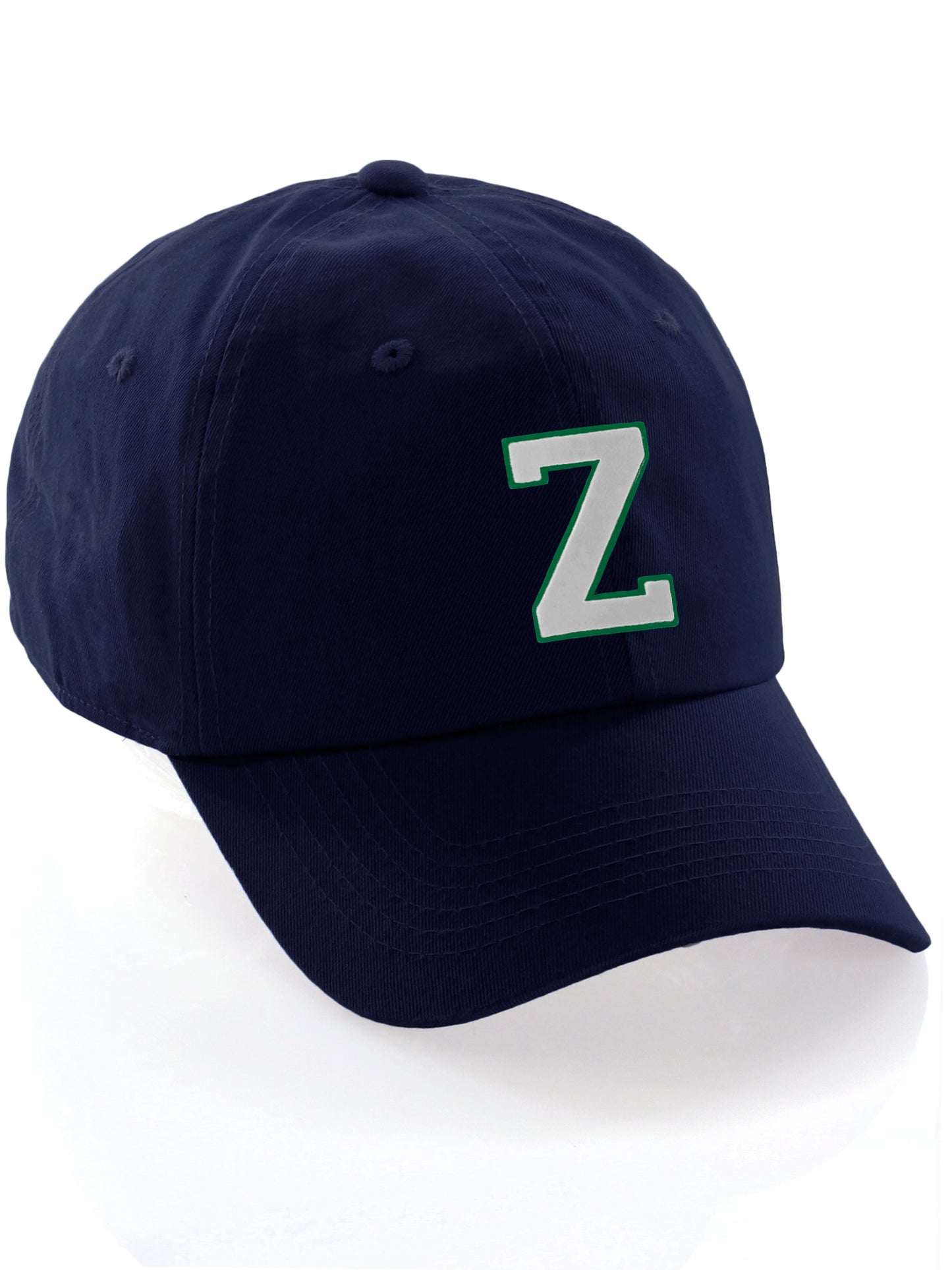 I&W Hatgear Customized Letter Initial Baseball Hat A to Z Team Colors, Navy Csp Green White