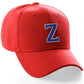 Classic Baseball hat Custom A to Z Initial Team Letter, Red Cap White Blue