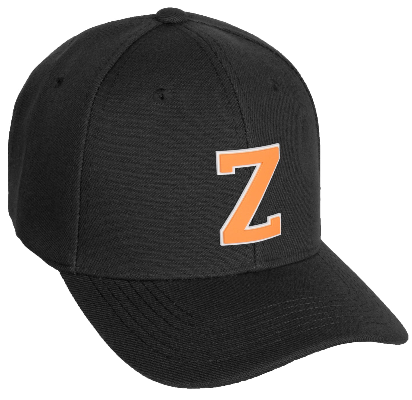 Daxton Classic Structured Baseball Hat Custom A to Z Initial White Neon Orange Letter