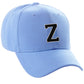 Classic Baseball Hat Custom A to Z Initial Team Letter, Sky Cap White Black